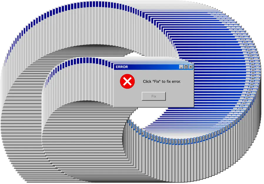 Old program windows composition with view of error app. IT Support for Irish SMEs