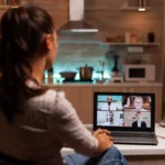 Remote worker on teams call on laptop. Hybrid work IT solutions help SMEs support flexible teams securely. Check if your current setup is ready for remote work.